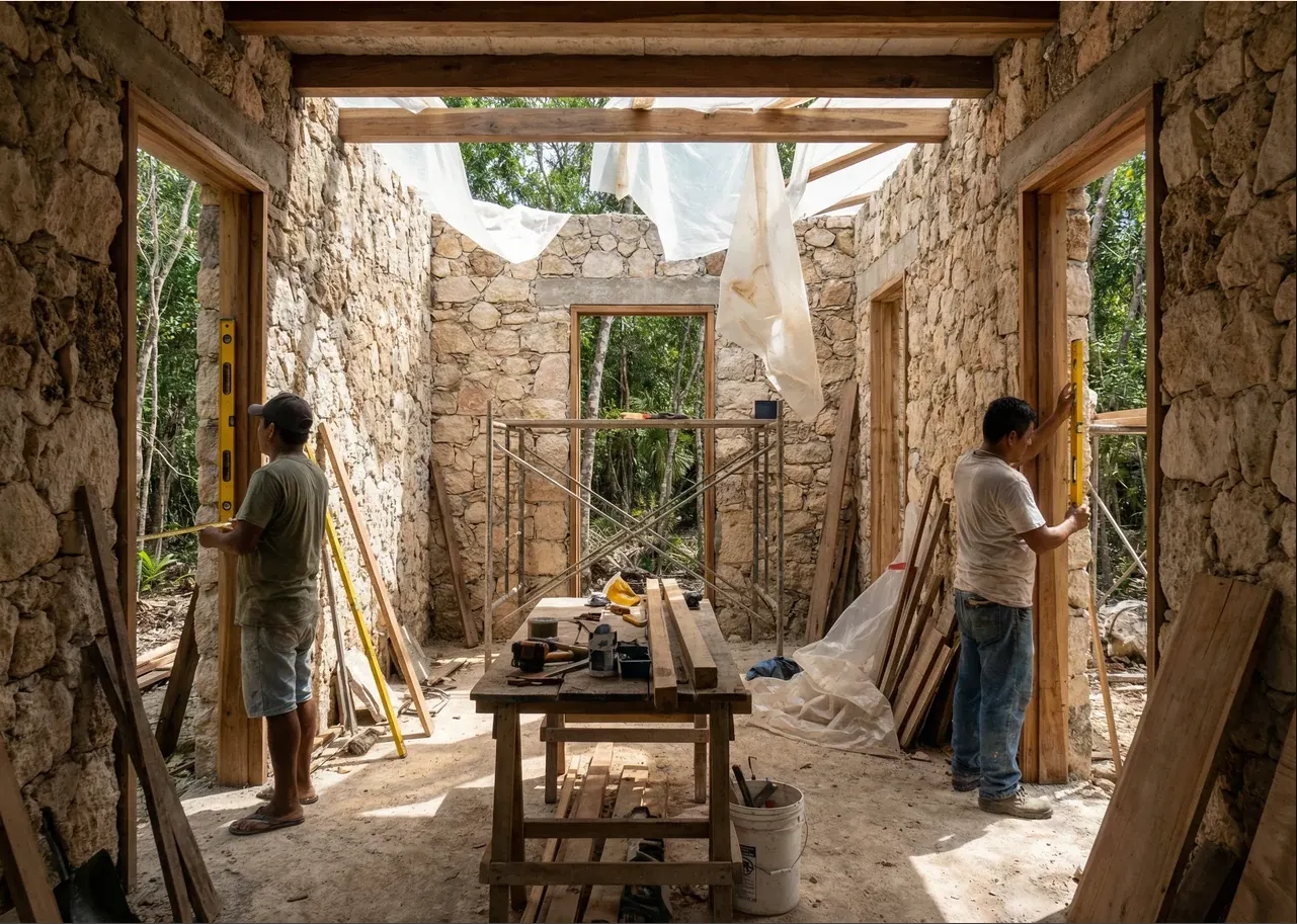 Interior — ventilación cruzada y continuidad con la selva